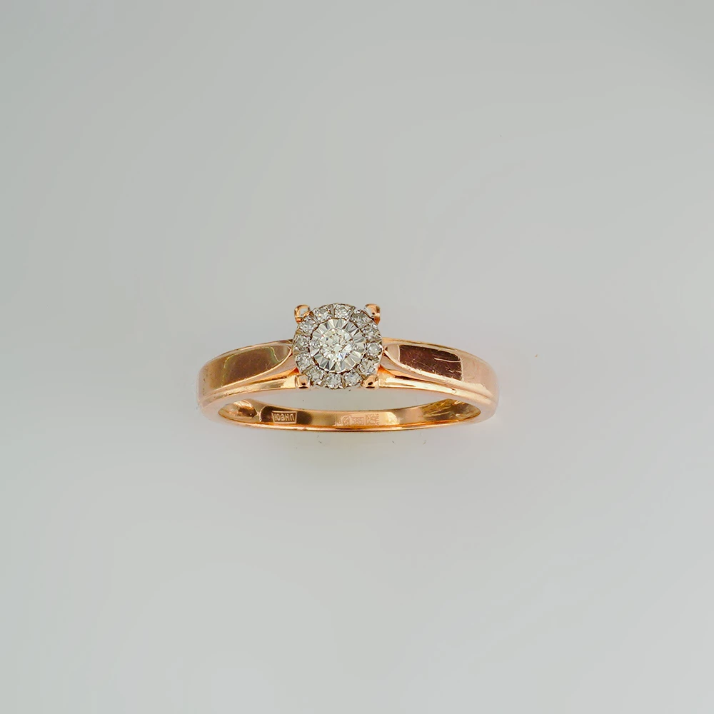 Кольцо с бриллиантом из красного золота 585 пробы