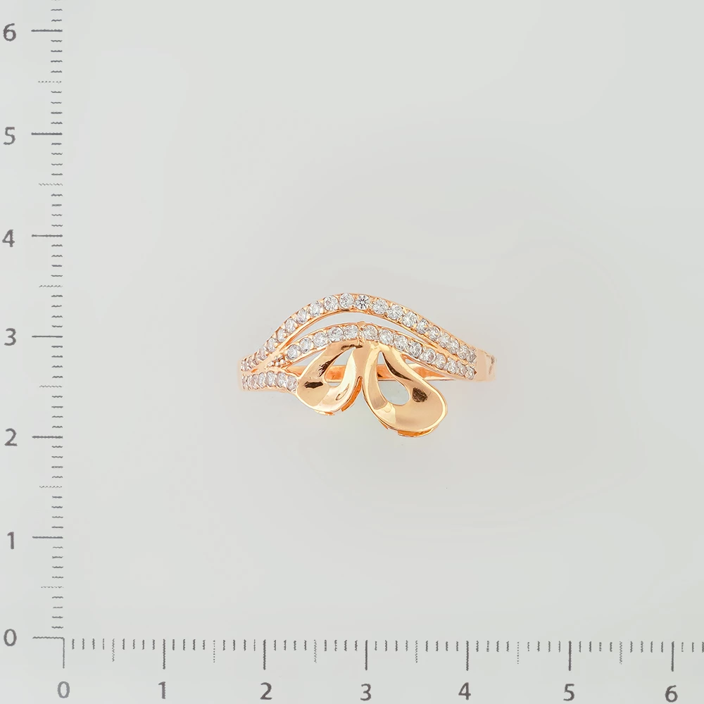 Кольцо с фианитом из красного золота 585 пробы