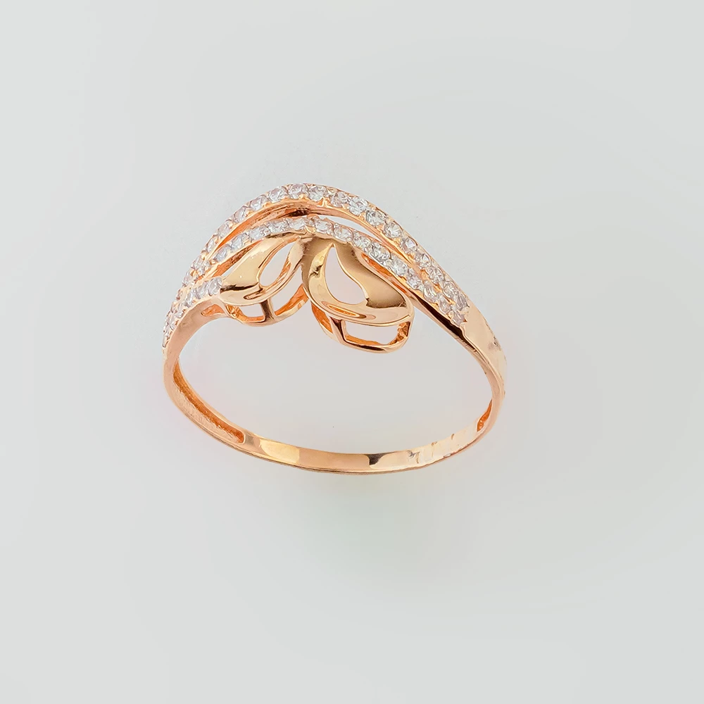 Кольцо с фианитом из красного золота 585 пробы