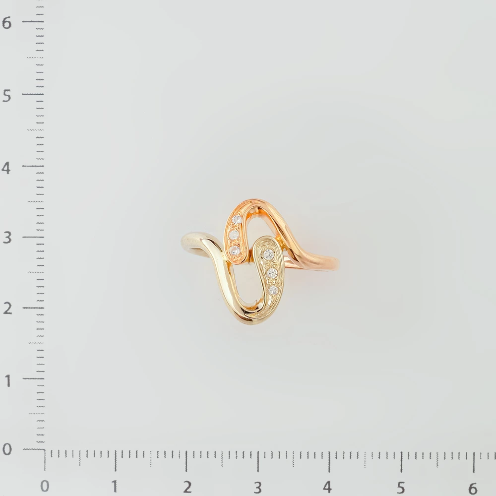 Кольцо с фианитом из красного золота 585 пробы