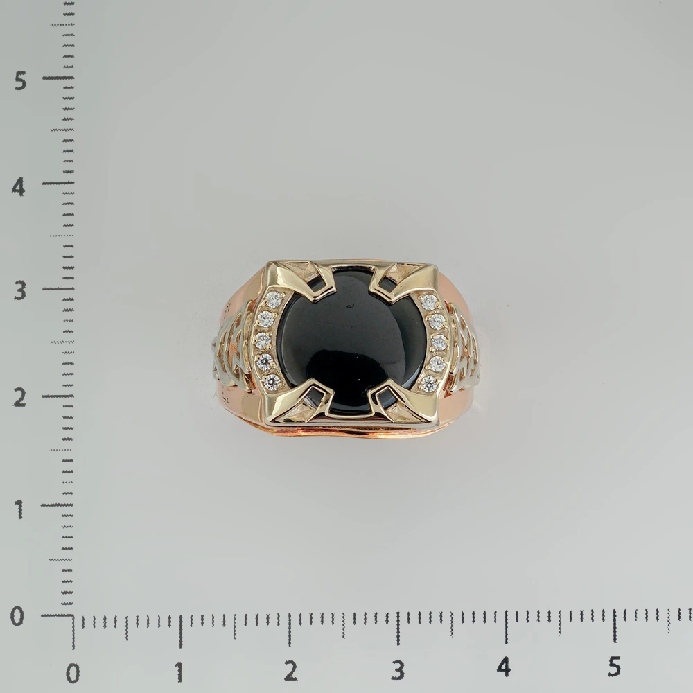 Кольцо с ониксом из красного золота 585 пробы