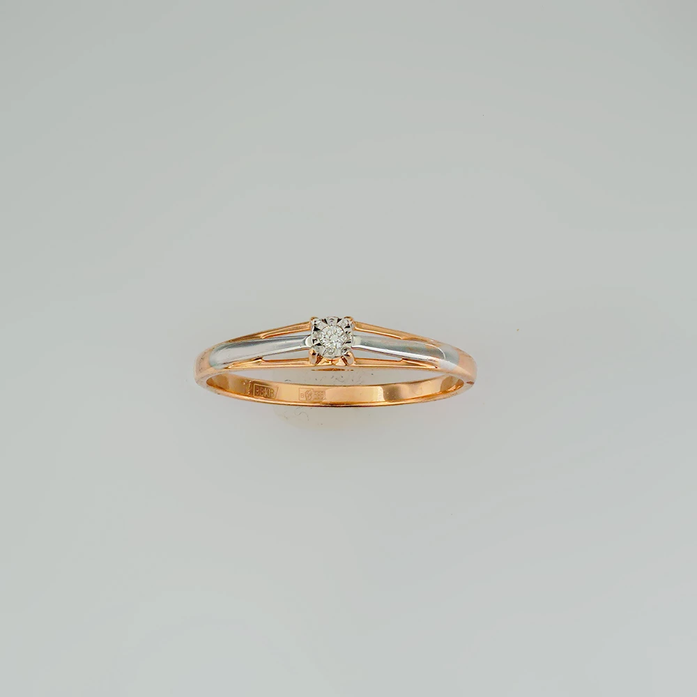 Кольцо с бриллиантом из красного золота 585 пробы