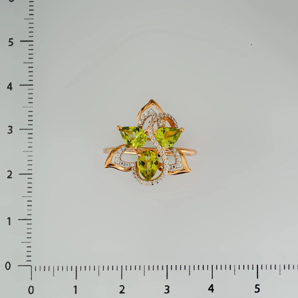 Кольцо с хризолитом из красного золота 585 пробы