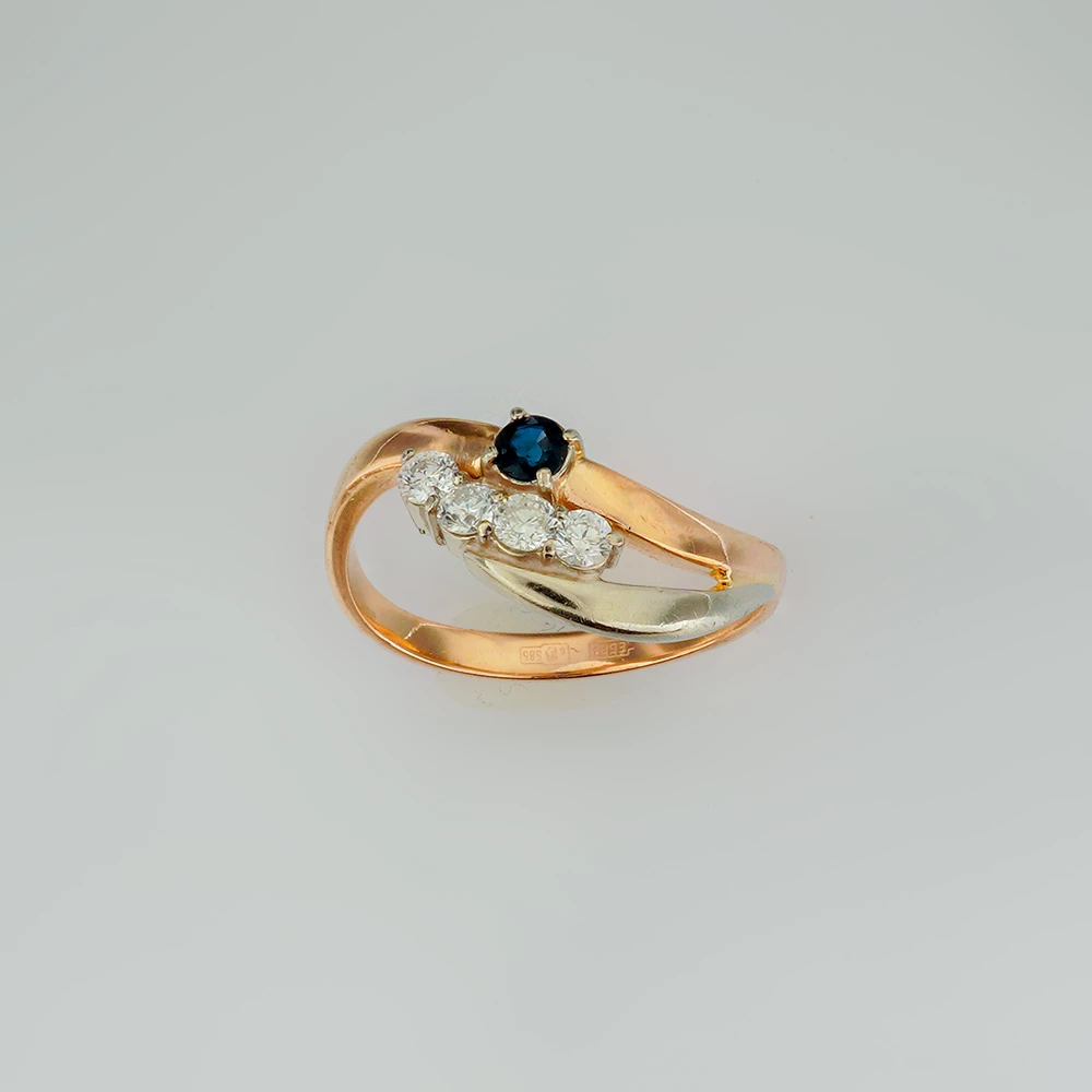 Кольцо с сапфиром из красного золота 585 пробы