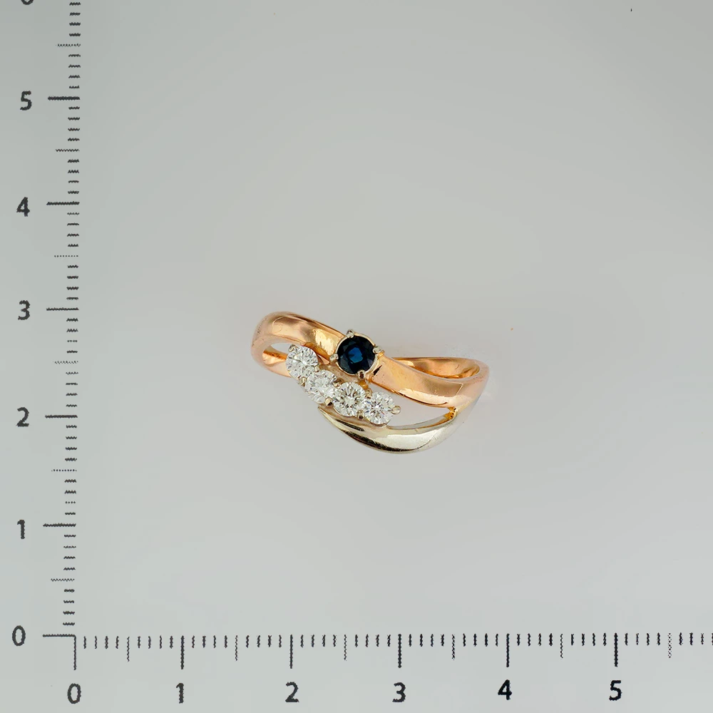 Кольцо с сапфиром из красного золота 585 пробы