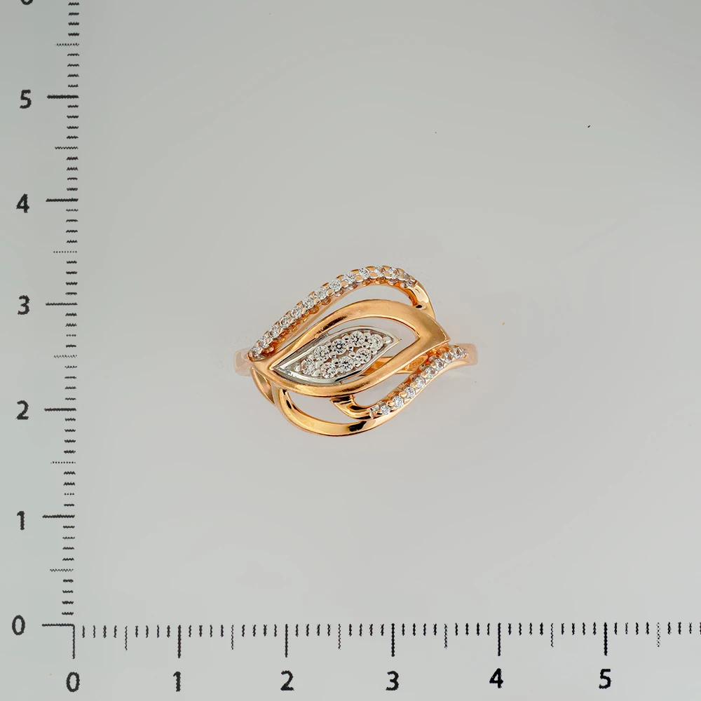 Кольцо с фианитом из красного золота 585 пробы