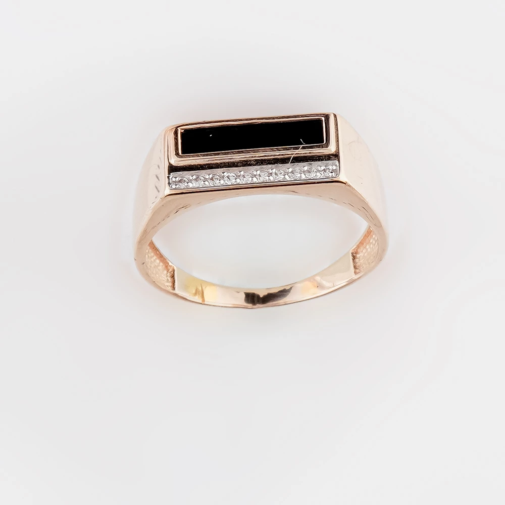 Кольцо с фианитом из красного золота 585 пробы