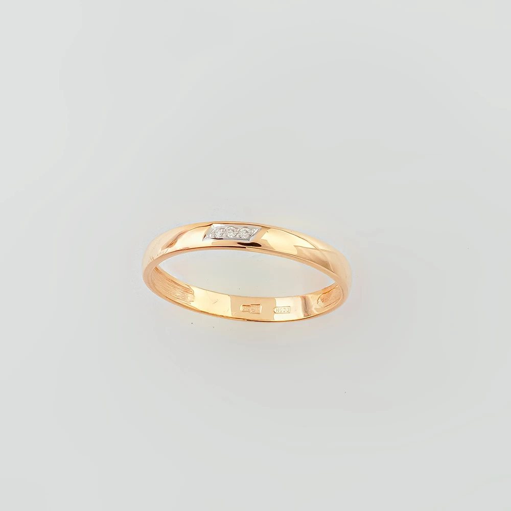 Кольцо с бриллиантом из красного золота 585 пробы