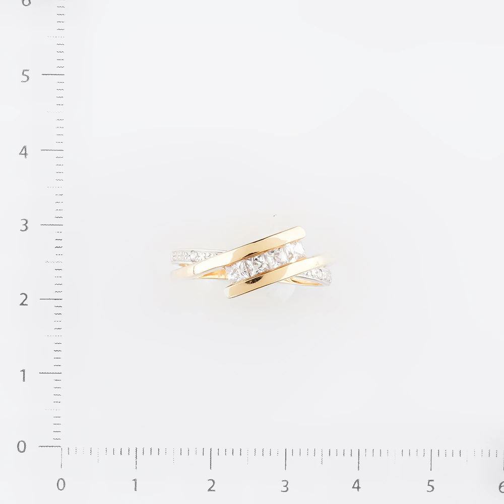 Кольцо с фианитом из желтого золота 750 пробы