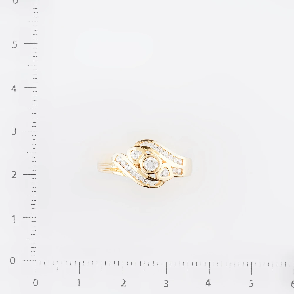 Кольцо с фианитом из желтого золота 750 пробы