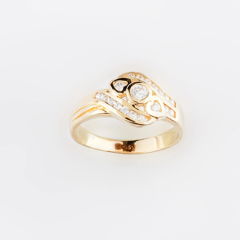 Кольцо с фианитом из желтого золота 750 пробы