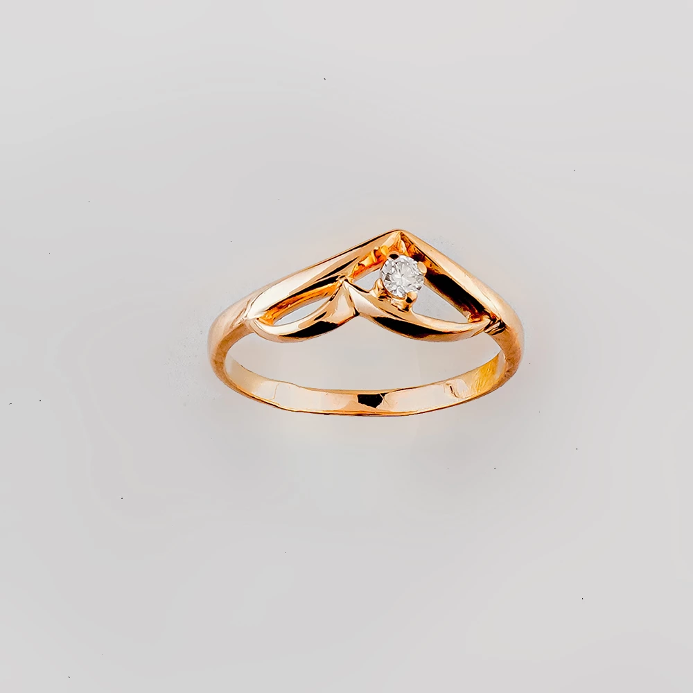 Кольцо с бриллиантом из красного золота 585 пробы