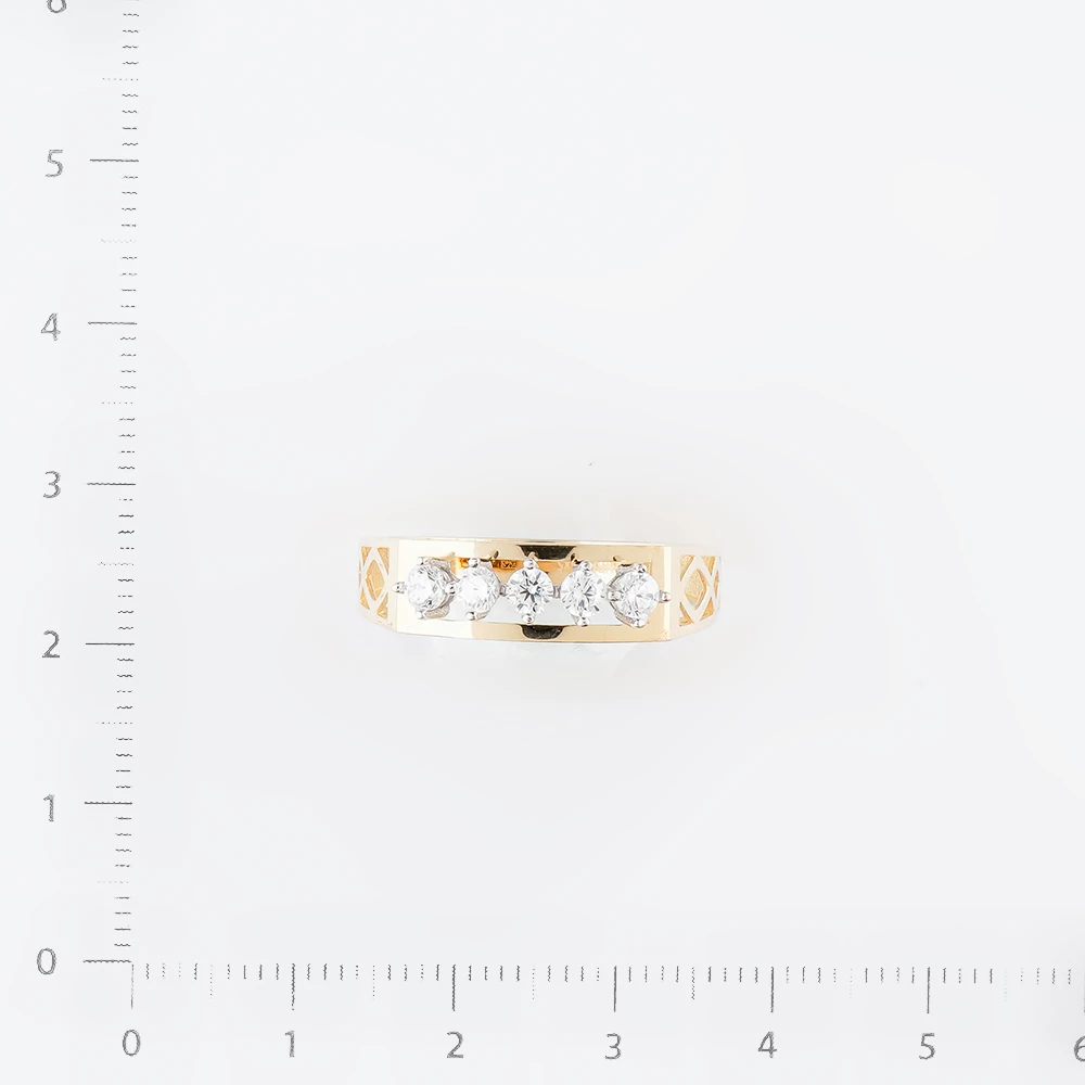 Кольцо с фианитом из желтого золота 585 пробы