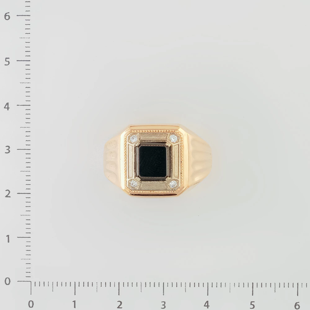 Кольцо с ониксом из красного золота 585 пробы
