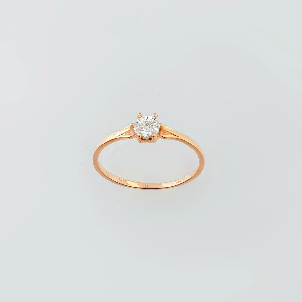 Кольцо с бриллиантом из красного золота 585 пробы