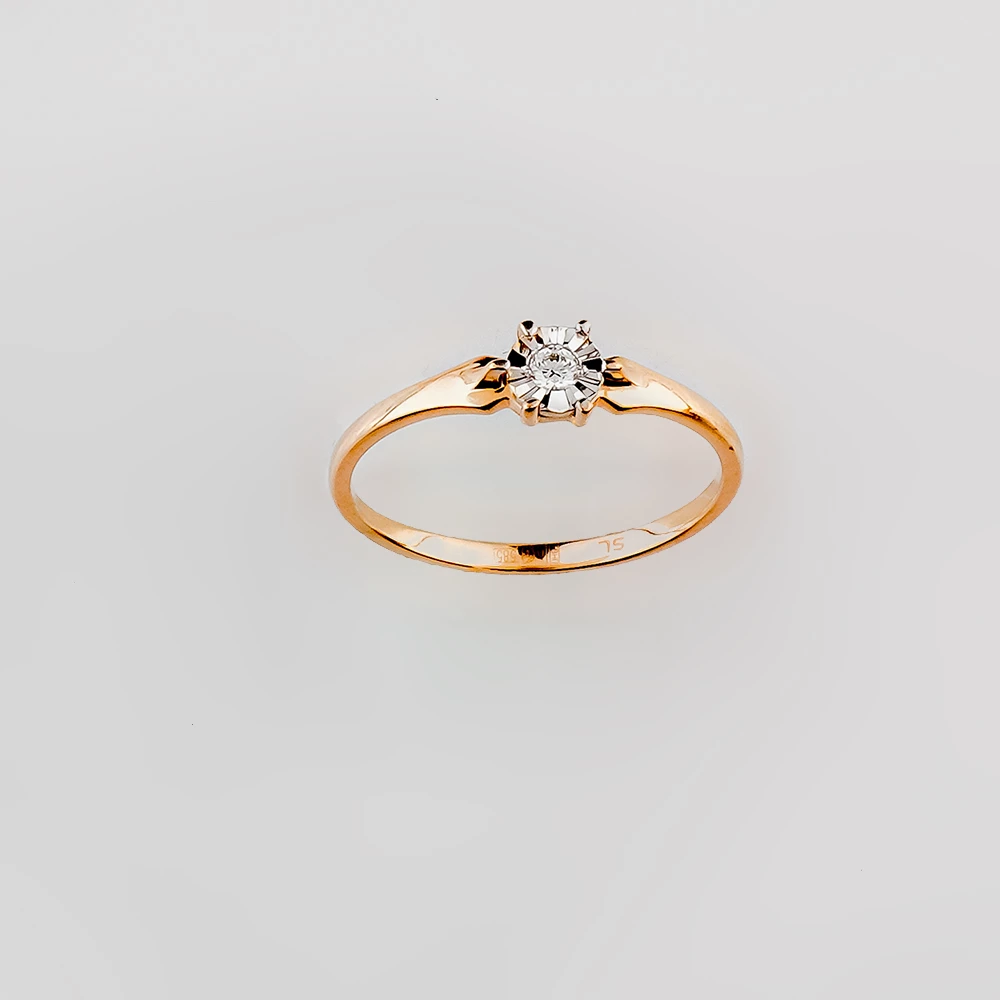 Кольцо с бриллиантом из красного золота 585 пробы