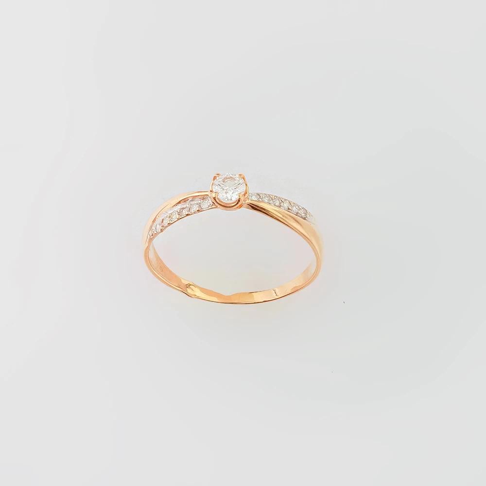 Кольцо с бриллиантом из красного золота 585 пробы