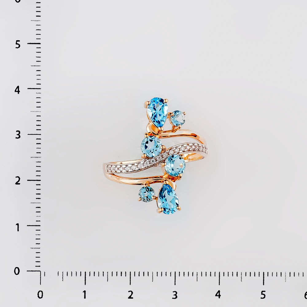 Кольцо с топазом из красного золота 585 пробы