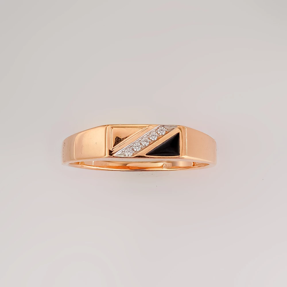 Кольцо с эмалью из красного золота 585 пробы