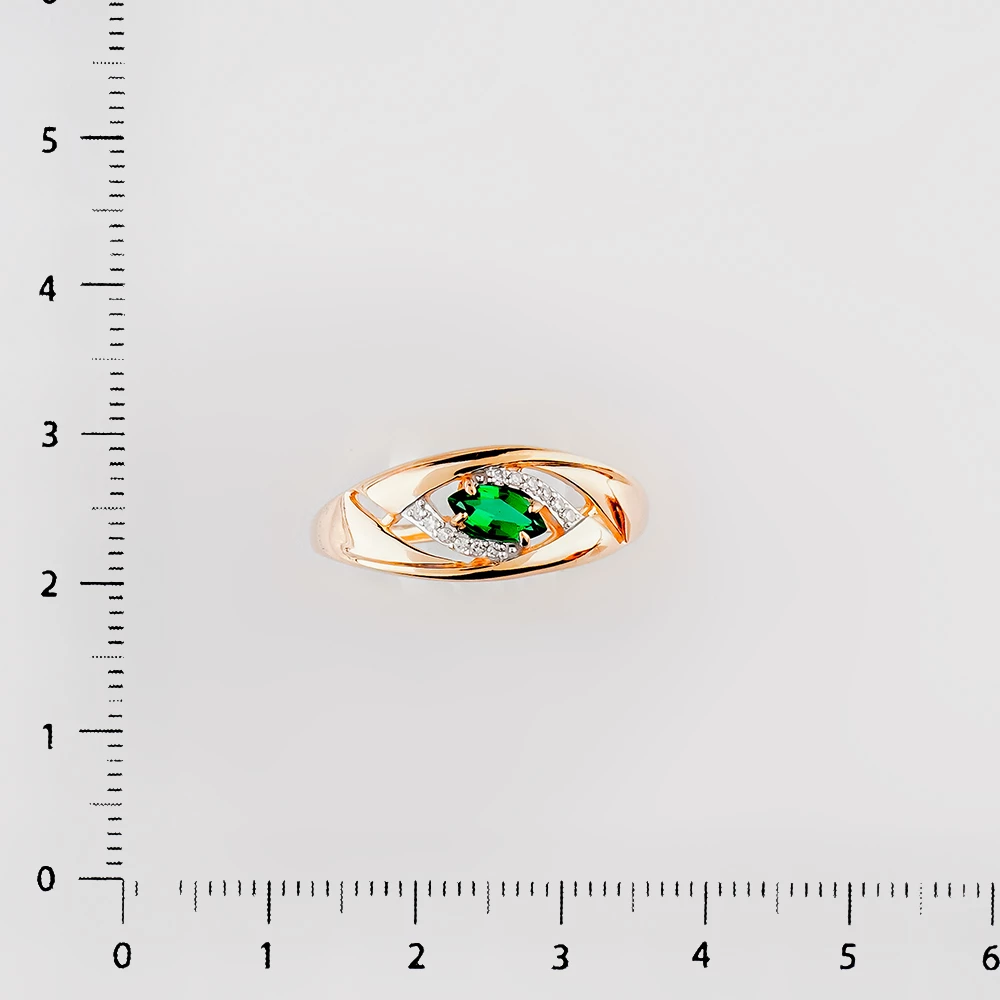 Кольцо с изумрудом синтетическим из красного золота 585 пробы