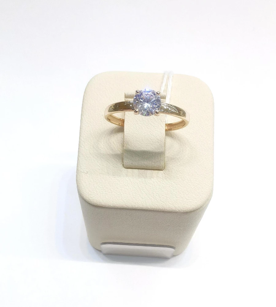 Кольцо с фианитом из красного золота 585 пробы