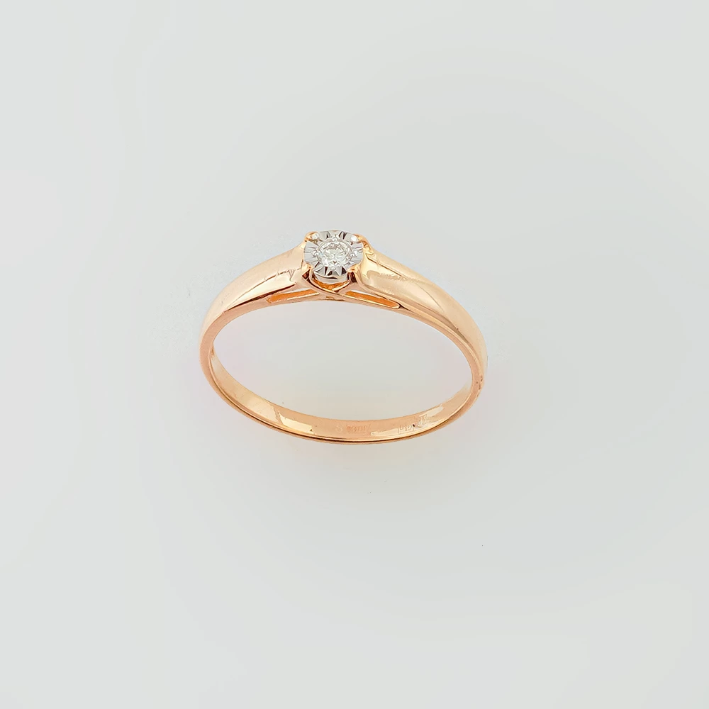 Кольцо с бриллиантом из красного золота 585 пробы