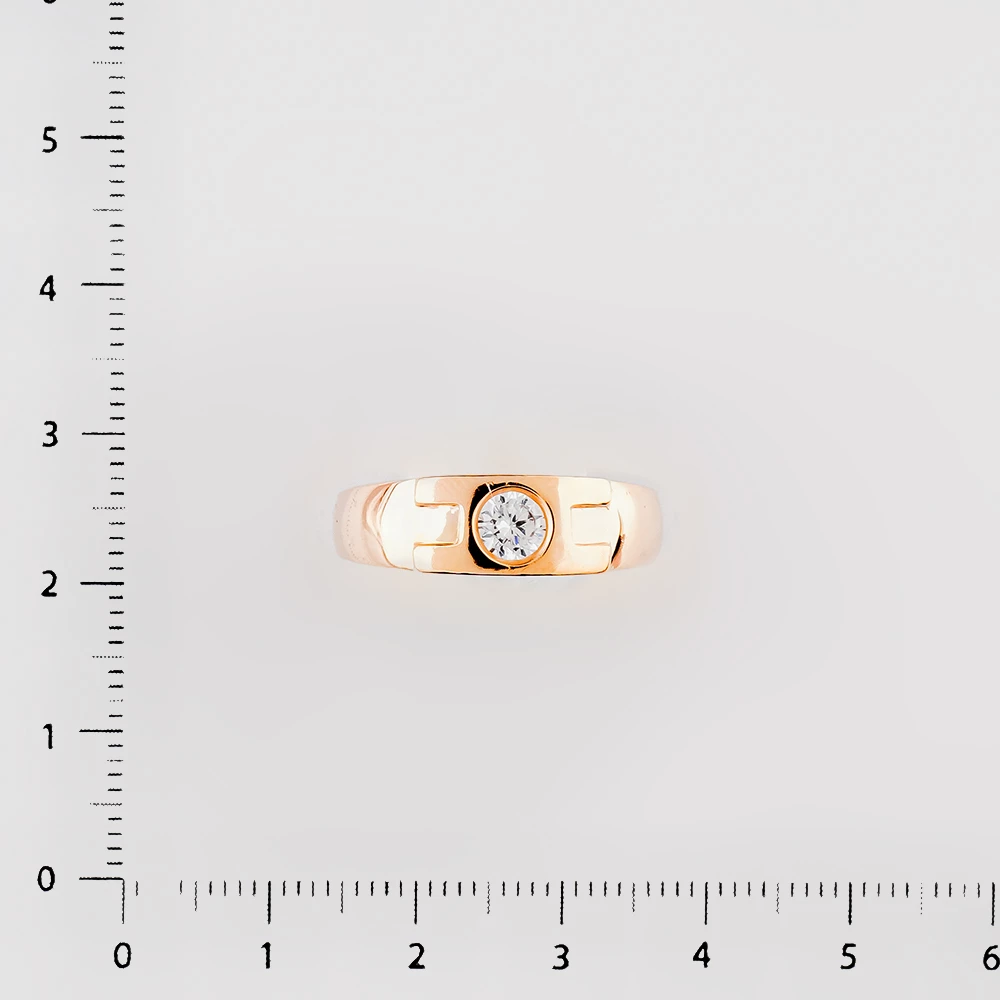 Кольцо с фианитом из красного золота 585 пробы