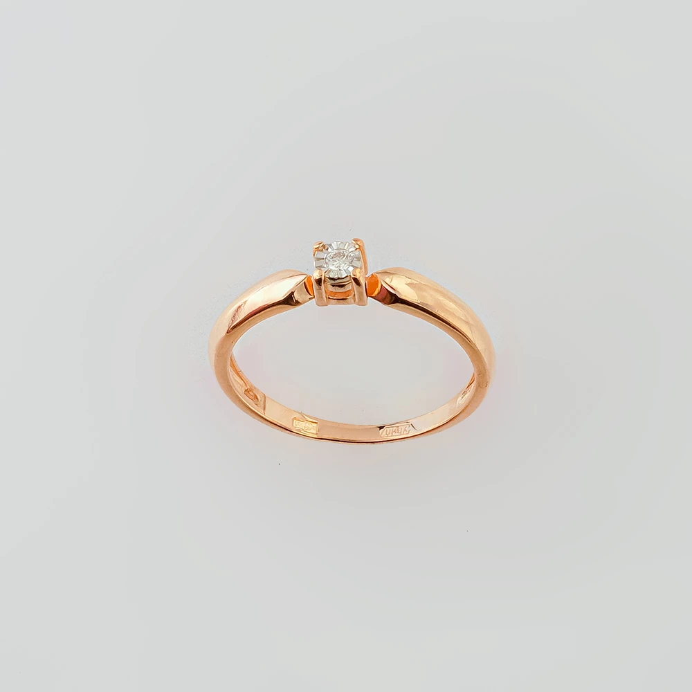 Кольцо с бриллиантом из красного золота 585 пробы