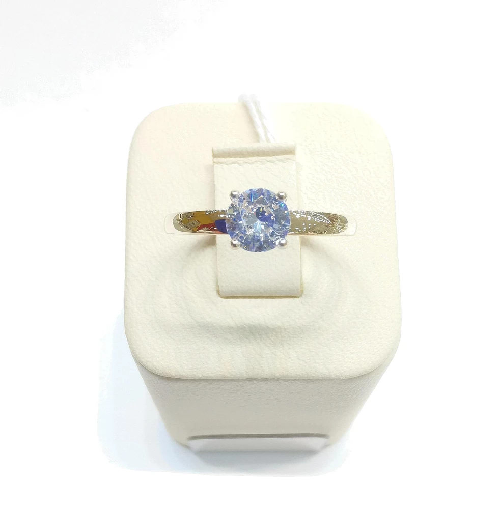 Кольцо с фианитом из красного золота 585 пробы