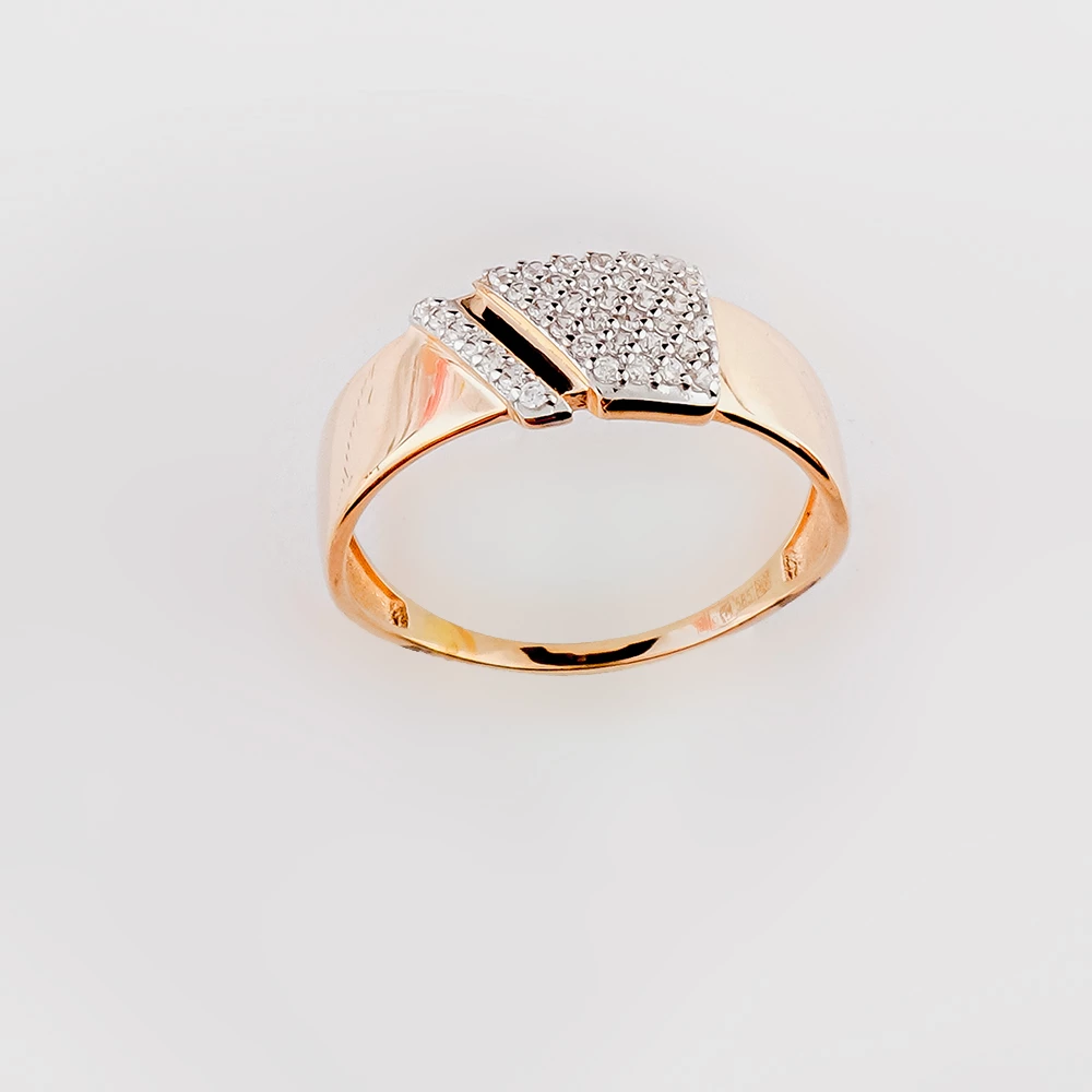 Кольцо с фианитом из красного золота 585 пробы