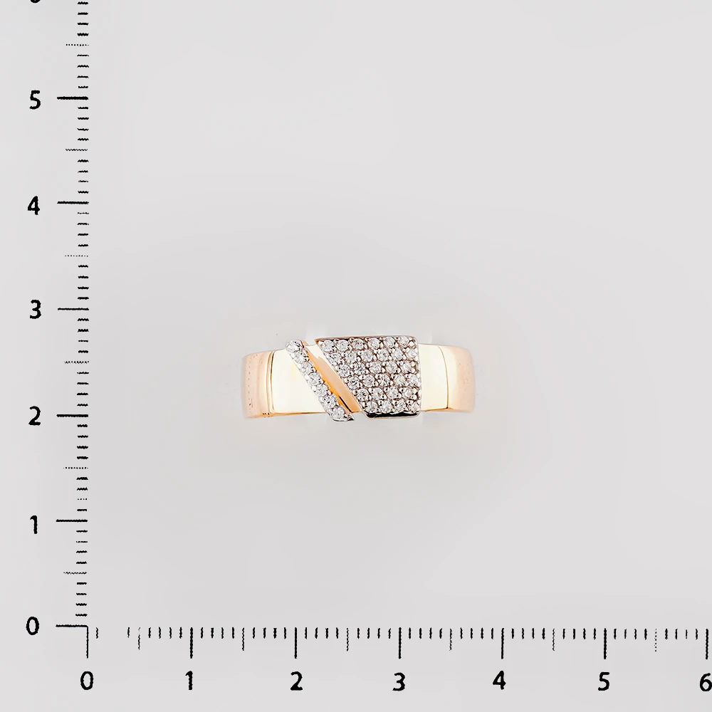 Кольцо с фианитом из красного золота 585 пробы