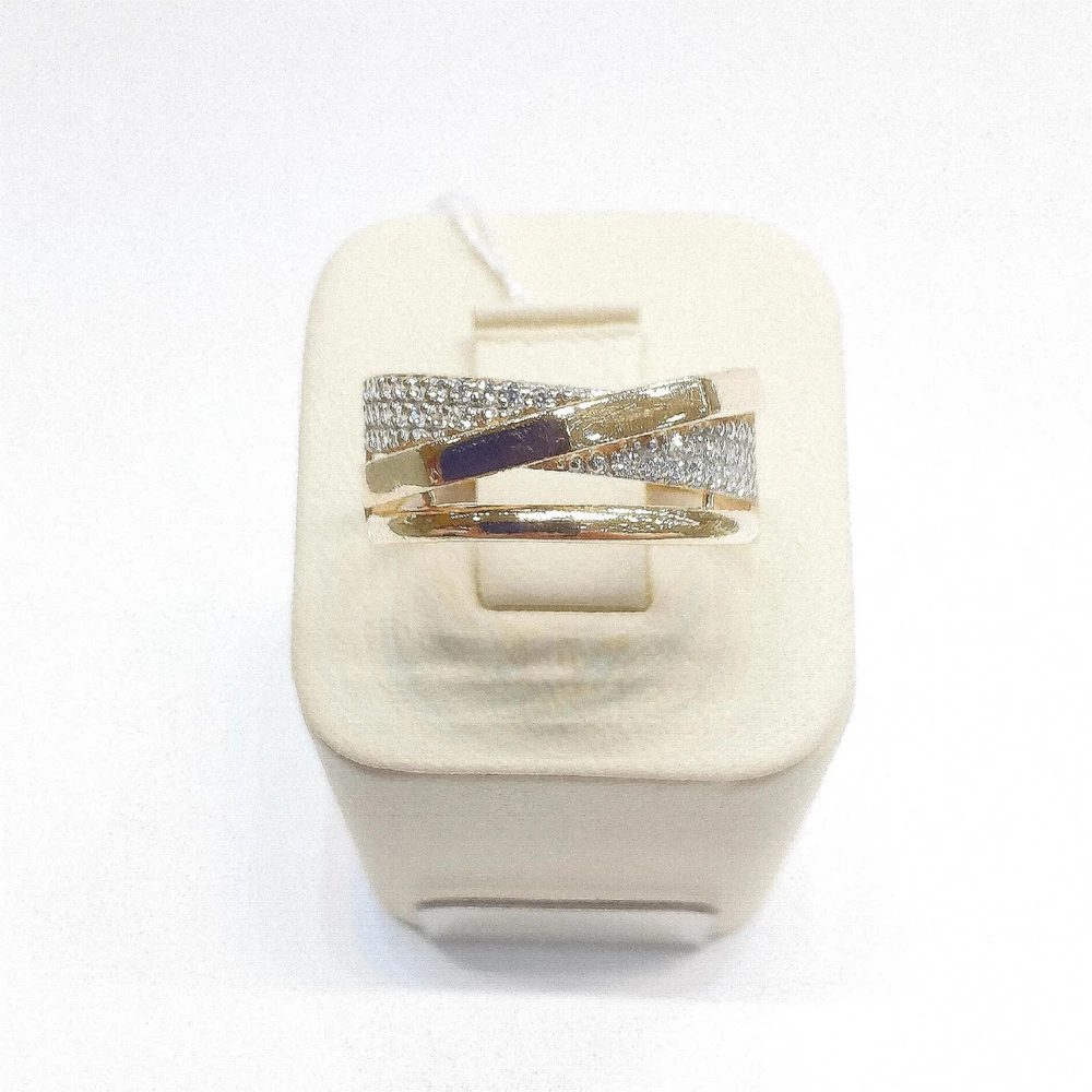 Кольцо с фианитом из красного золота 585 пробы