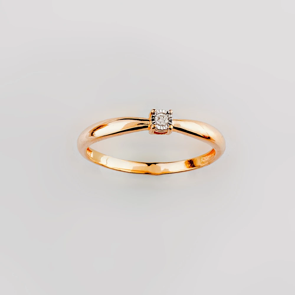 Кольцо с бриллиантом из красного золота 585 пробы