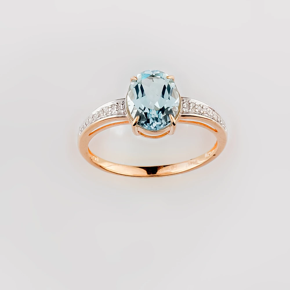 Кольцо с топазом из красного золота 585 пробы