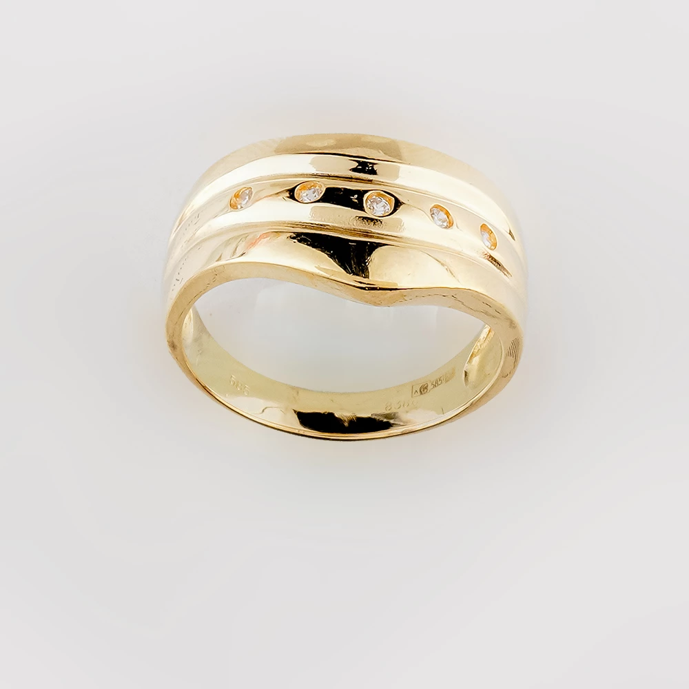 Кольцо с фианитом из желтого золота 585 пробы