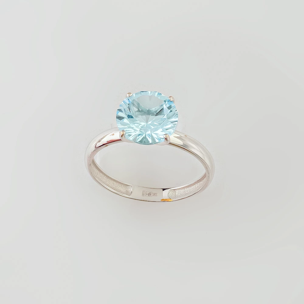 Кольцо с топазом из белого золота 585 пробы