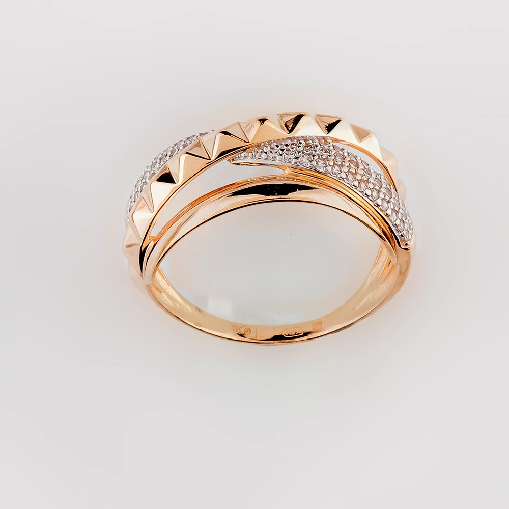 Кольцо с фианитом из красного золота 585 пробы