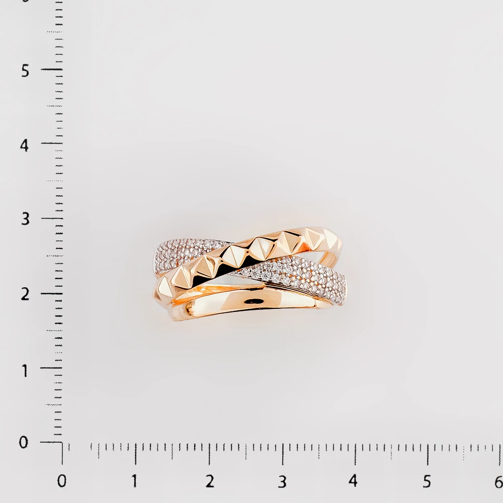 Кольцо с фианитом из красного золота 585 пробы