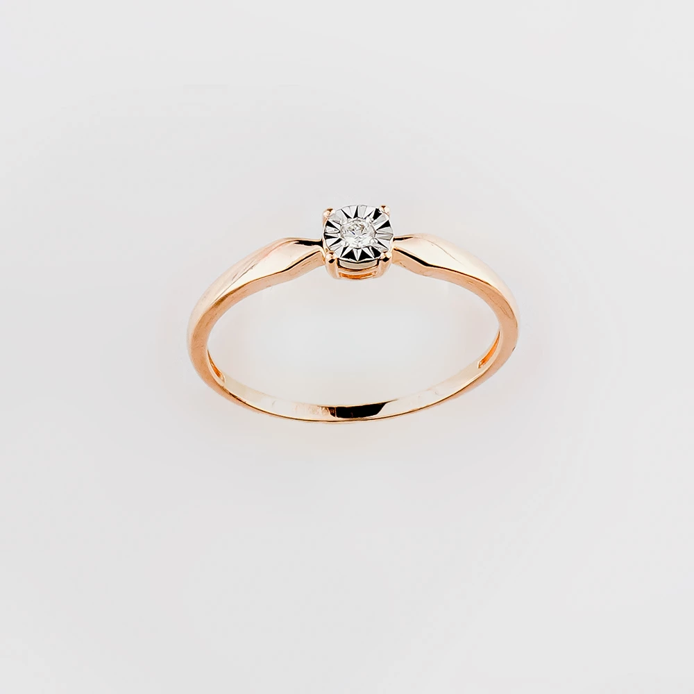 Кольцо с бриллиантом из красного золота 585 пробы