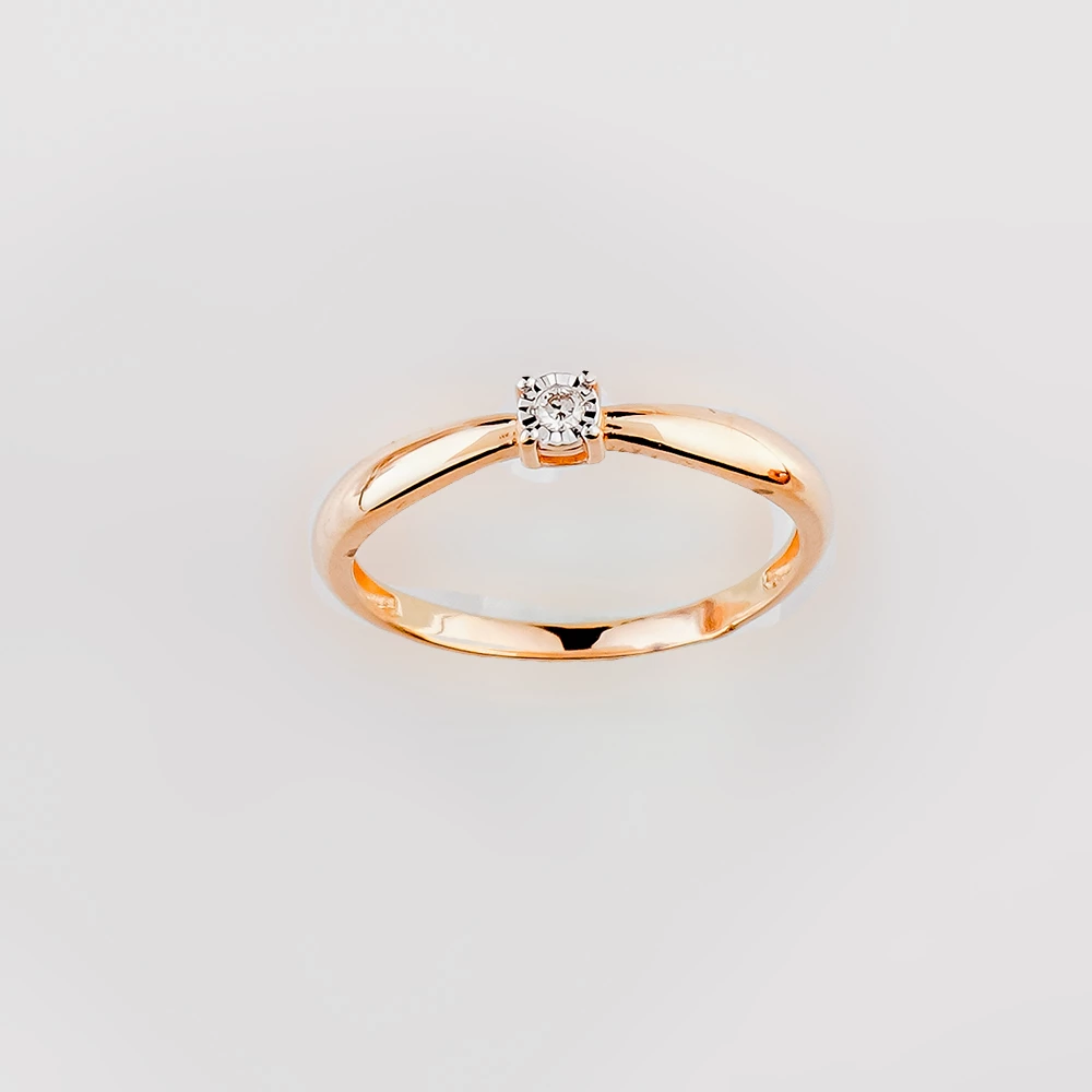 Кольцо с бриллиантом из красного золота 585 пробы