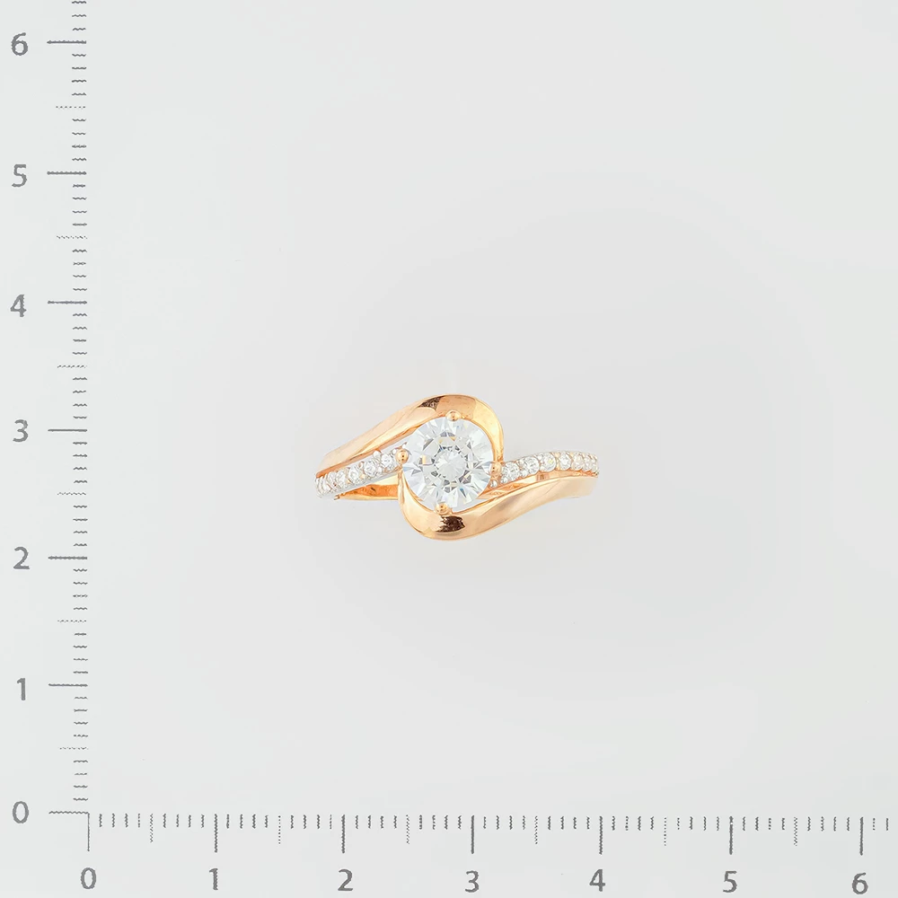 Кольцо с фианитом из красного золота 585 пробы