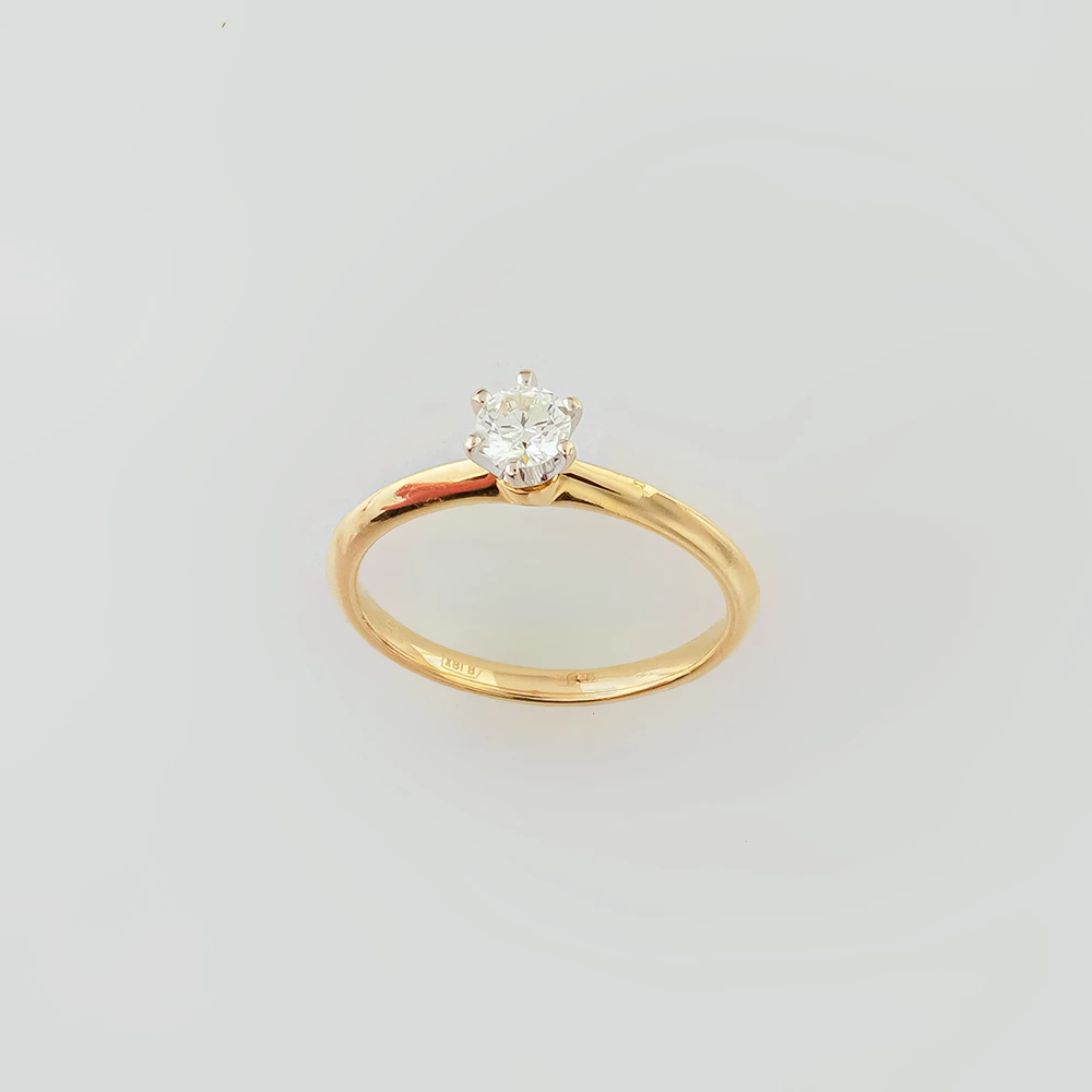 Кольцо с бриллиантом из желтого золота 585 пробы