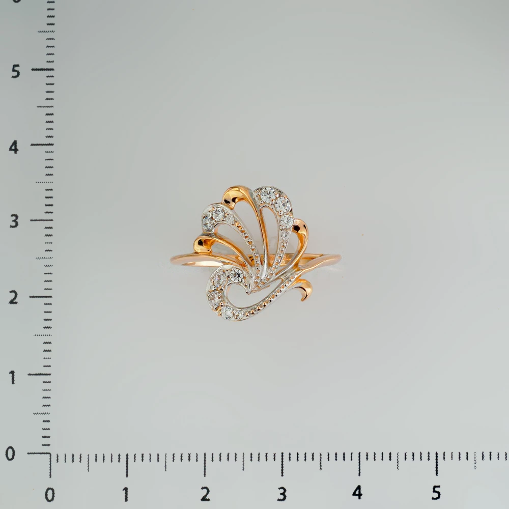 Кольцо с фианитом из красного золота 585 пробы