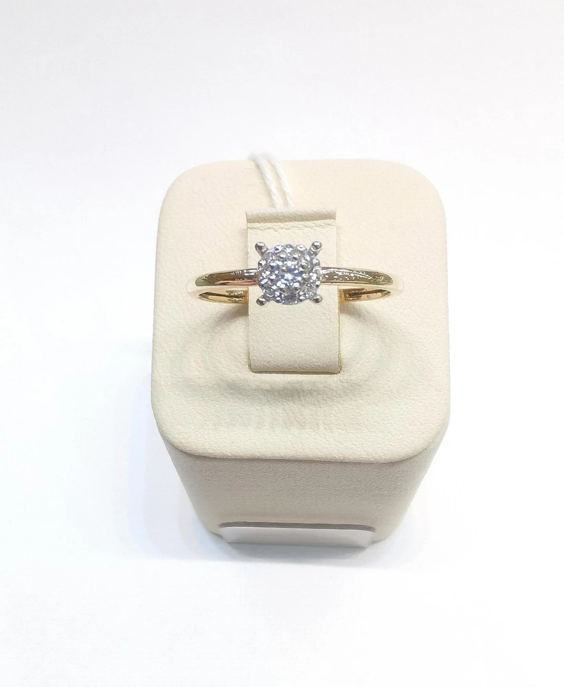 Кольцо с фианитом из красного золота 585 пробы