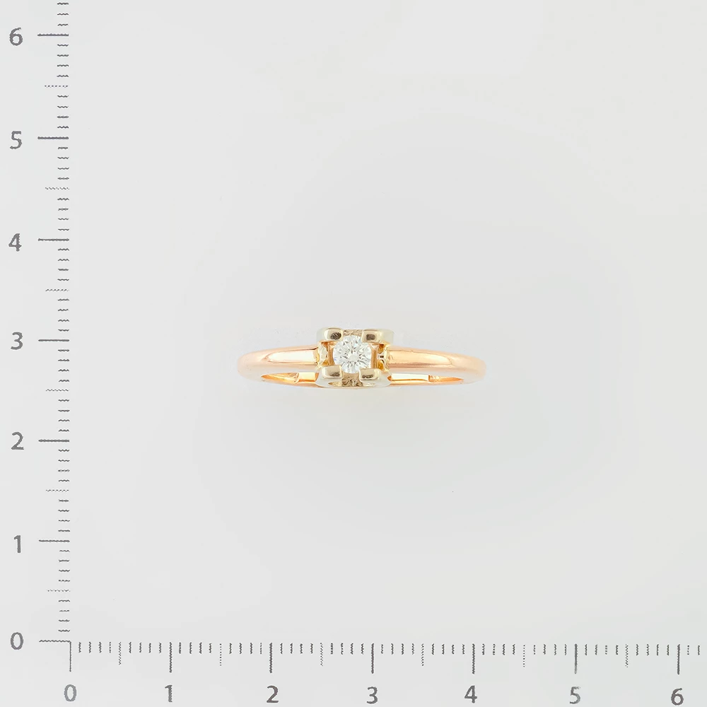 Кольцо с бриллиантом из красного золота 585 пробы