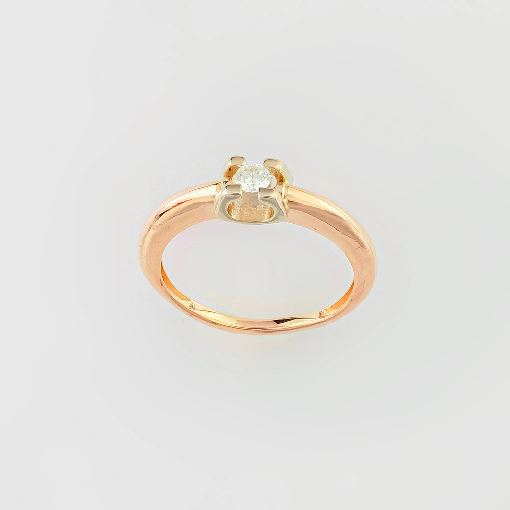 Кольцо с бриллиантом из красного золота 585 пробы