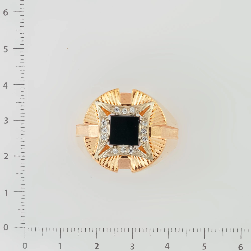 Кольцо с ониксом из красного золота 585 пробы