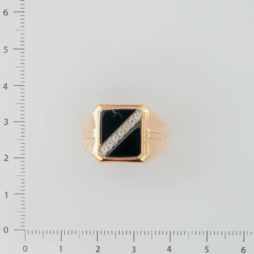 Кольцо с ониксом из красного золота 585 пробы