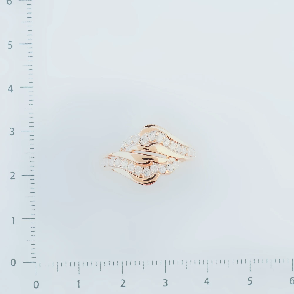 Кольцо с фианитом из красного золота 585 пробы