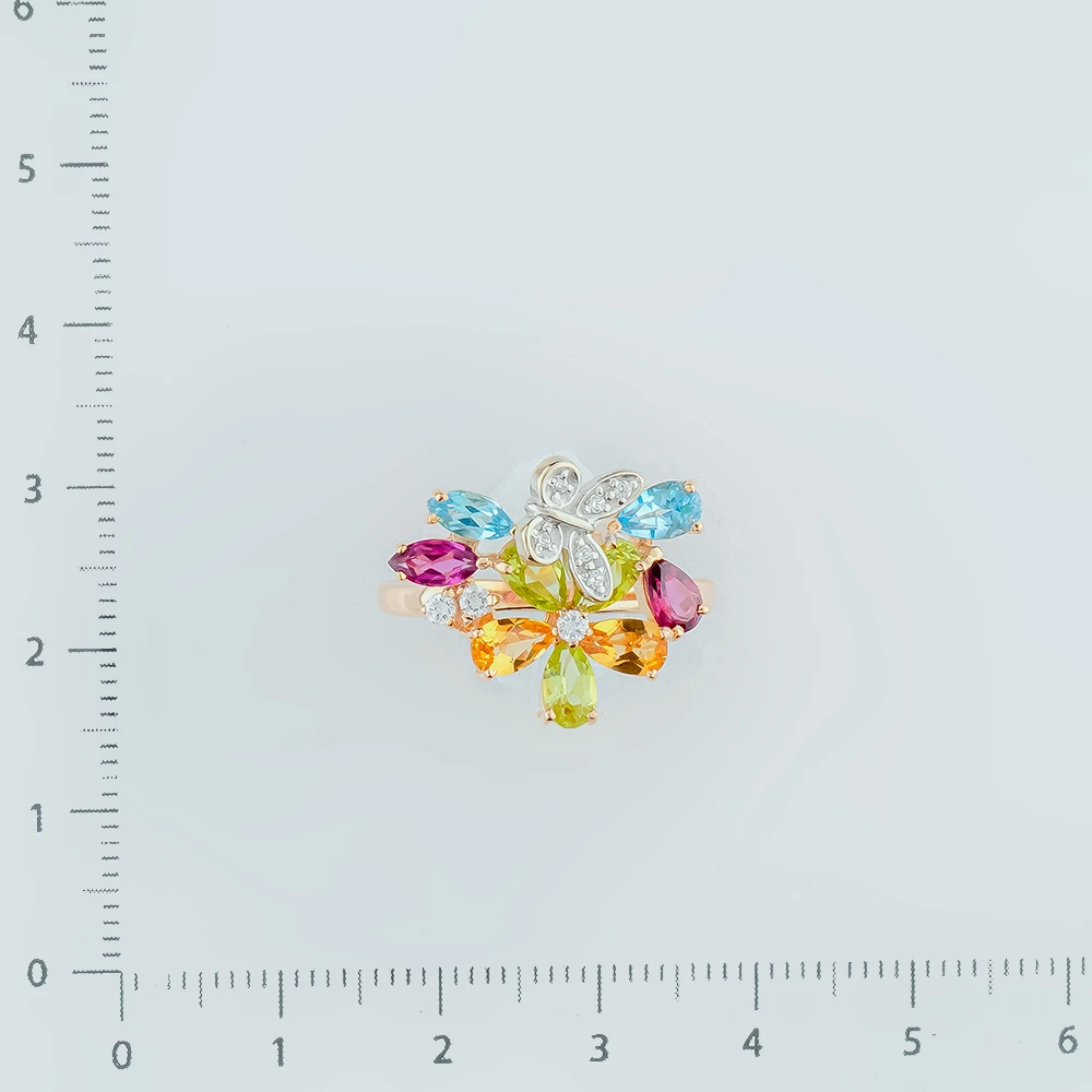 Кольцо с родолитом из красного золота 585 пробы